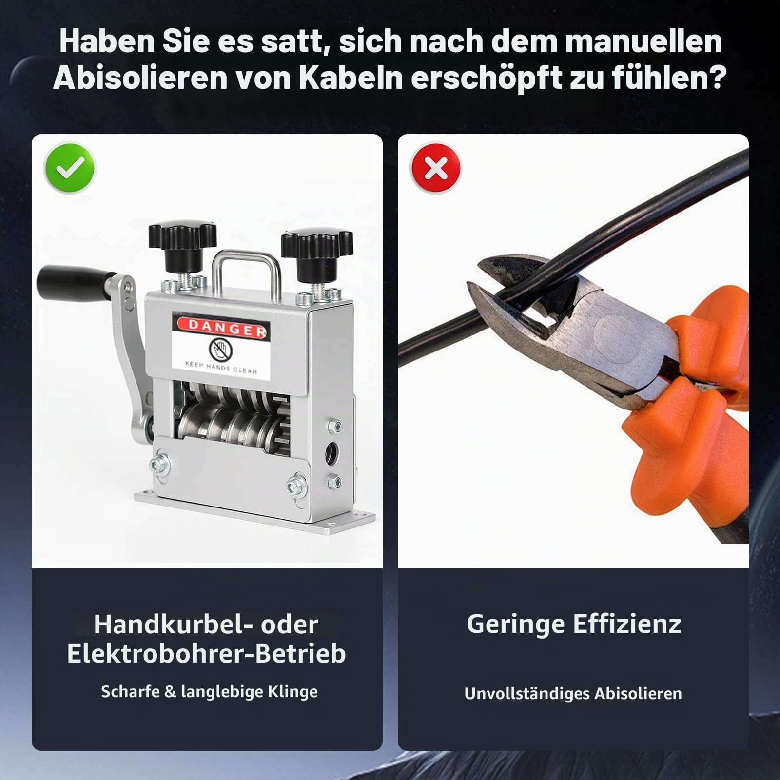6 Löcher kabelschälmaschine - Manuelle Kabelabisoliermaschine, 3-17mm Automatisch Abisolierwerkzeug, Manuell Elektrisch 2 Modi kabel abisolierer, 5 Drähte Gleichzeitig Abisolieren