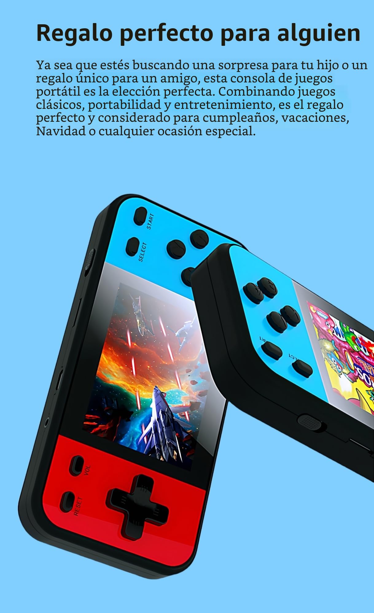 JXD Mini de 3.0" Consola de Videojuegos Retro con 240 Juegos Se Conecta al Televisor Juego Electrónico Portátil para Niños Rompecabezas Imprescindible para Viajes y Ocio