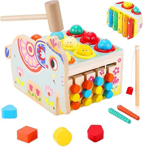Miniatura 1 de Arthopt Juguete de martillo para golpear, juguete de xilófono de madera, clasificador de formas educativo, juguete de aprendizaje Montessori, regalo