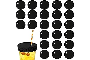 25Pcs Reusable Universal Stretchable Cup Covers Scrunchies with Straw Hole for Beverage...