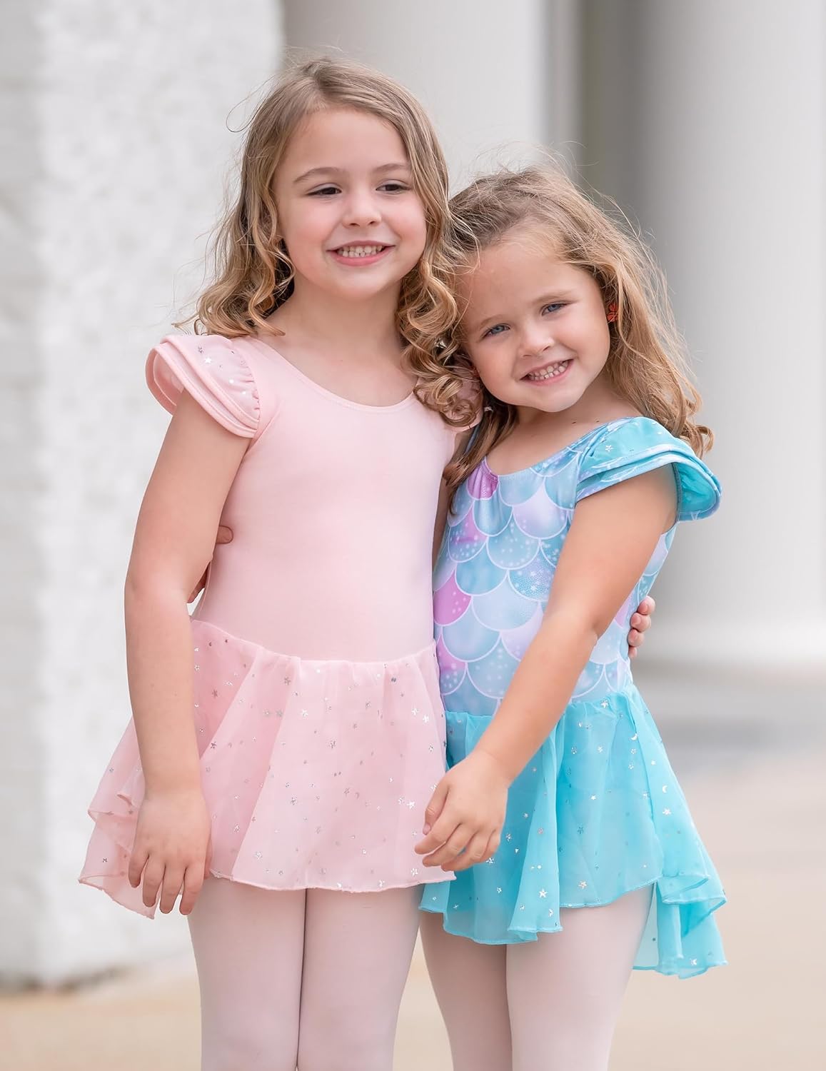 Zaclotre Girls Ruffle Sleeve Ballet Leotard with Skirt Criss-Cross Back Dance Dresses Outfit