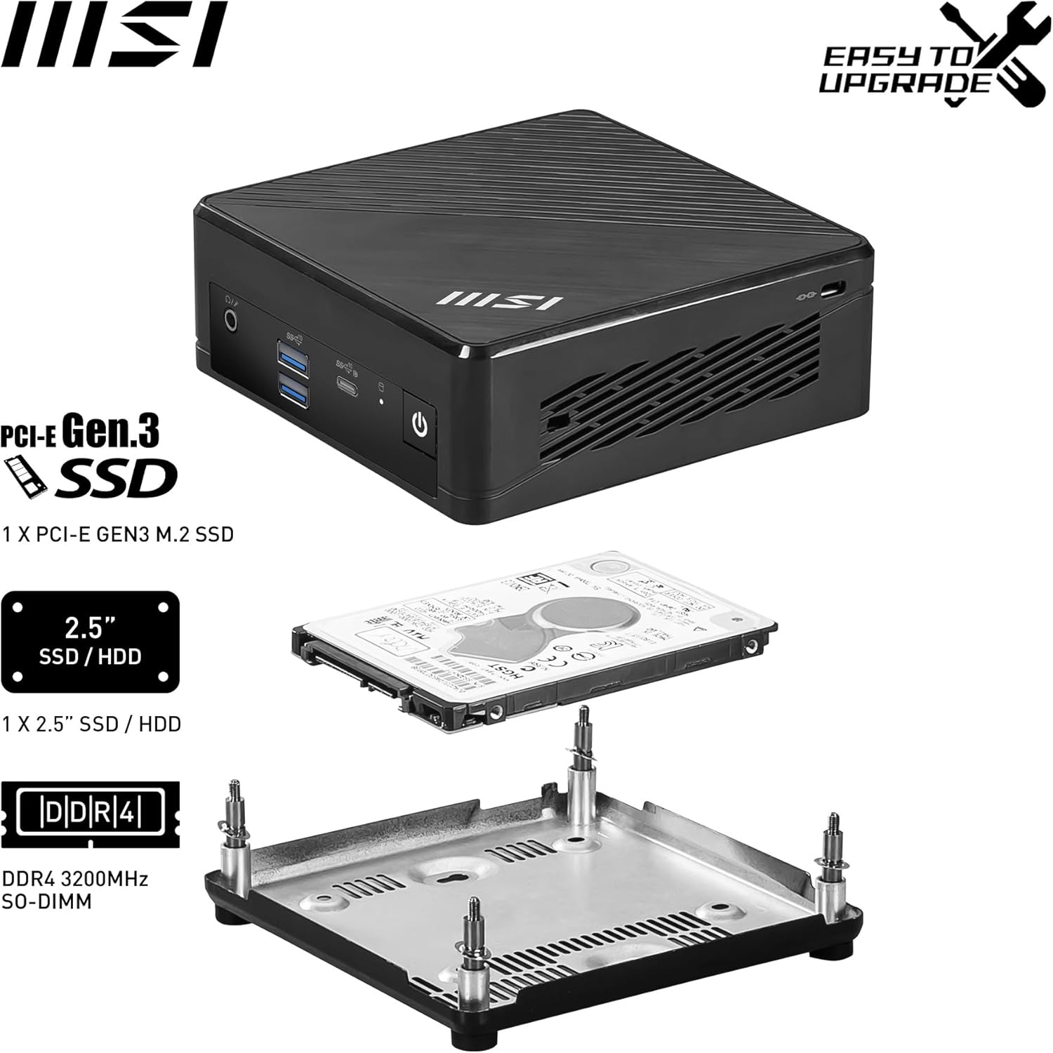 MSI PRO DP21 13M Intel Core i5 13400 Barebone, NUC, SFF, Mini Computer, HTPC, (NO RAM, NO Storage, NO OS), UHD Graphics/Type C/HDMI/DisplayPort/COM Port/TPM 2.0/LAN/WiFi 6E/BT 5.3/VESA