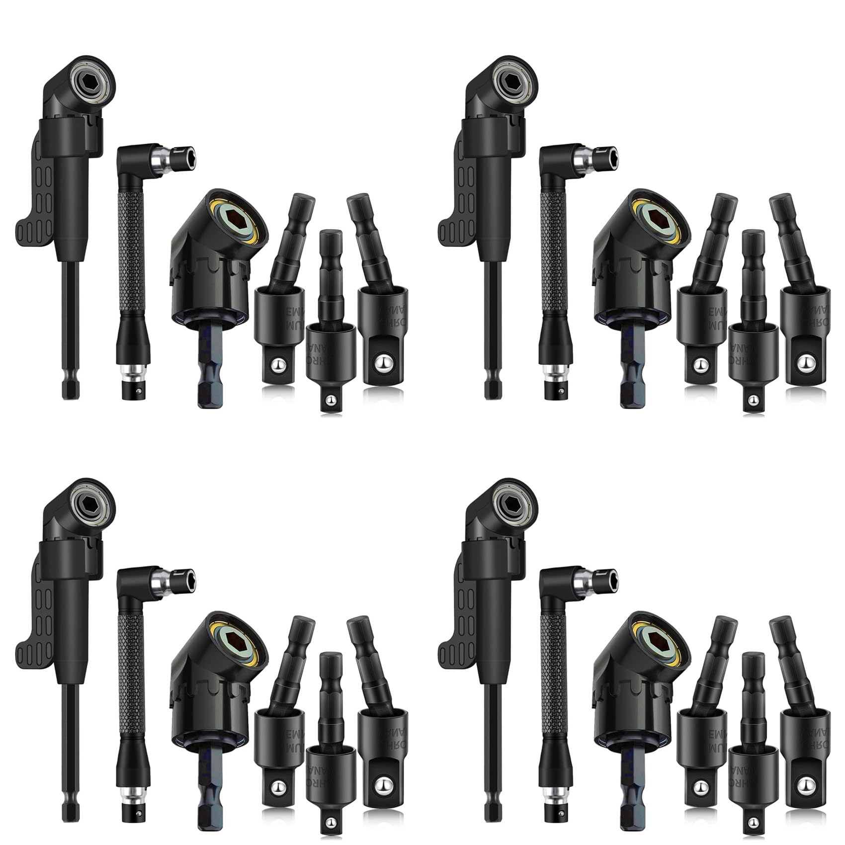Jnchdghwa Black 24Pcs Right Angle Drill Attachment Set With 105° Angle Drill Adapter And Impact Grade Socket Adapter