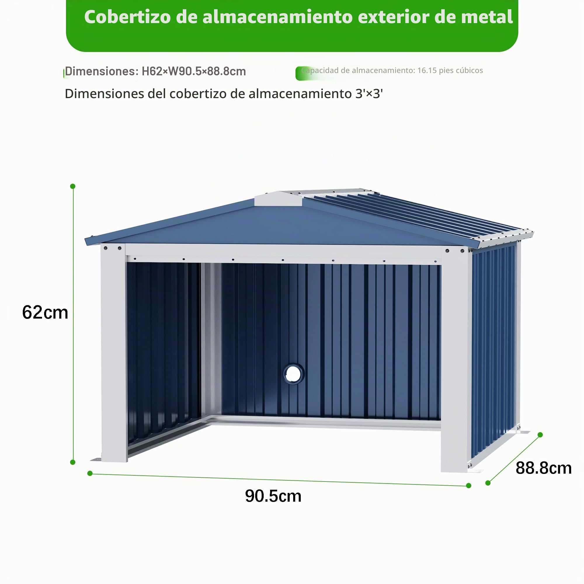 SUPEER Garaje de metal para robot cortacésped con tejado, altura 62 cm x ancho 90,5 cm x diámetro 88,8 cm, cobertizo de metal para robot cortacésped, toldo para robots molineros, habitaciones para