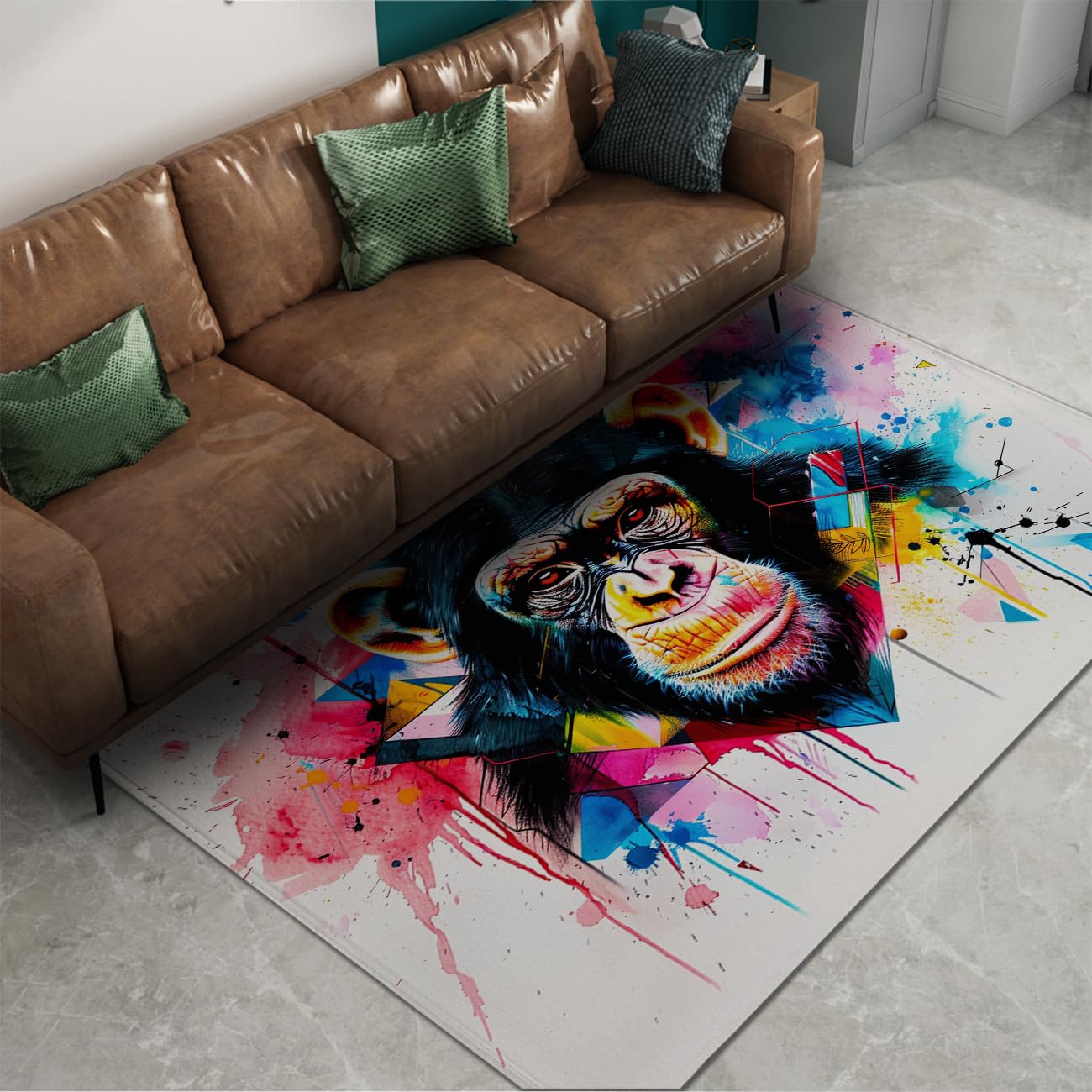 Tapis de salon moderne singe 120x150 antidérapant pour chambre