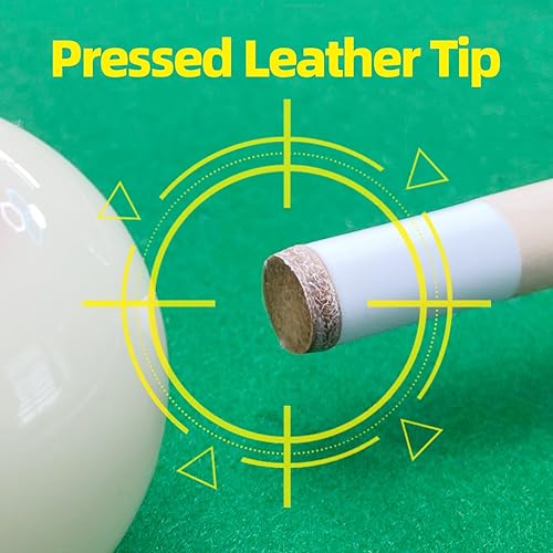 Miniatura 4 de Taco de billar con junta de acero inoxidable, punta de cuero de 0.51 pulgadas, agarre antideslizante, transmisión de fuerza sin pérdidas para palos