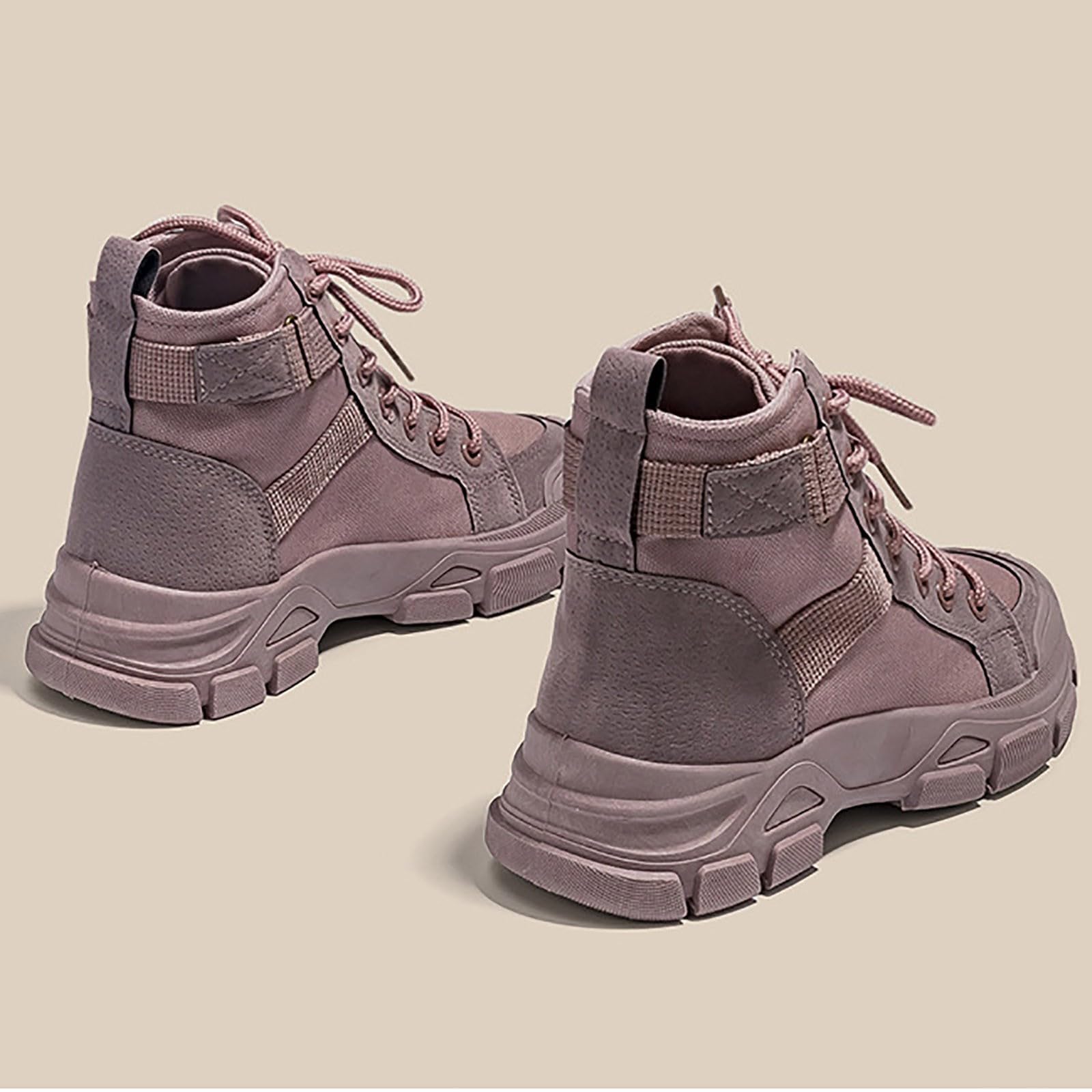 Cocila Botas Altas Caña Alta Transpirables Lona Gruesa Botines Mujer Marrones Tacon
