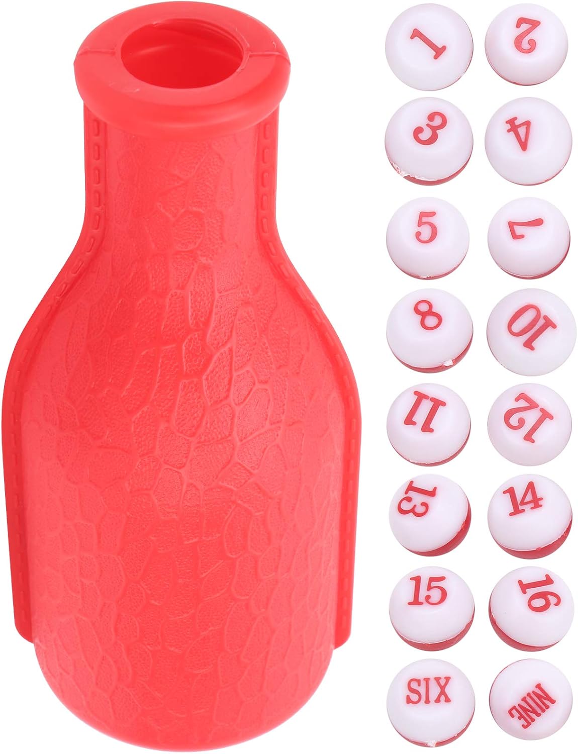 Alvinlite Numbered Dice with Shaker Bottle 16pcs, Billiard Supplies Entertainment Games Portable Tiny Refine Exquisite Dice *213 (Red) Billiard