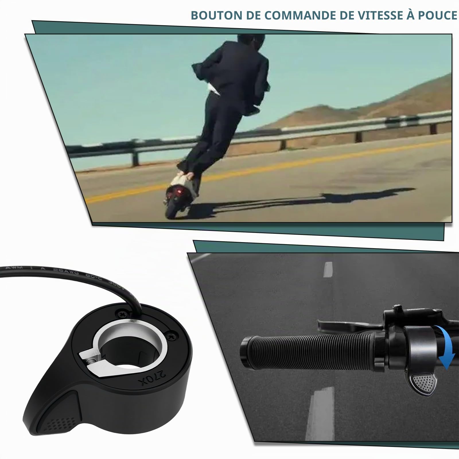 EMSea Lot de 270 accélérateurs pour vélo électrique avec connecteur femelle 3 broches pour guidon de 22 à 23 mm, compatible avec Super73