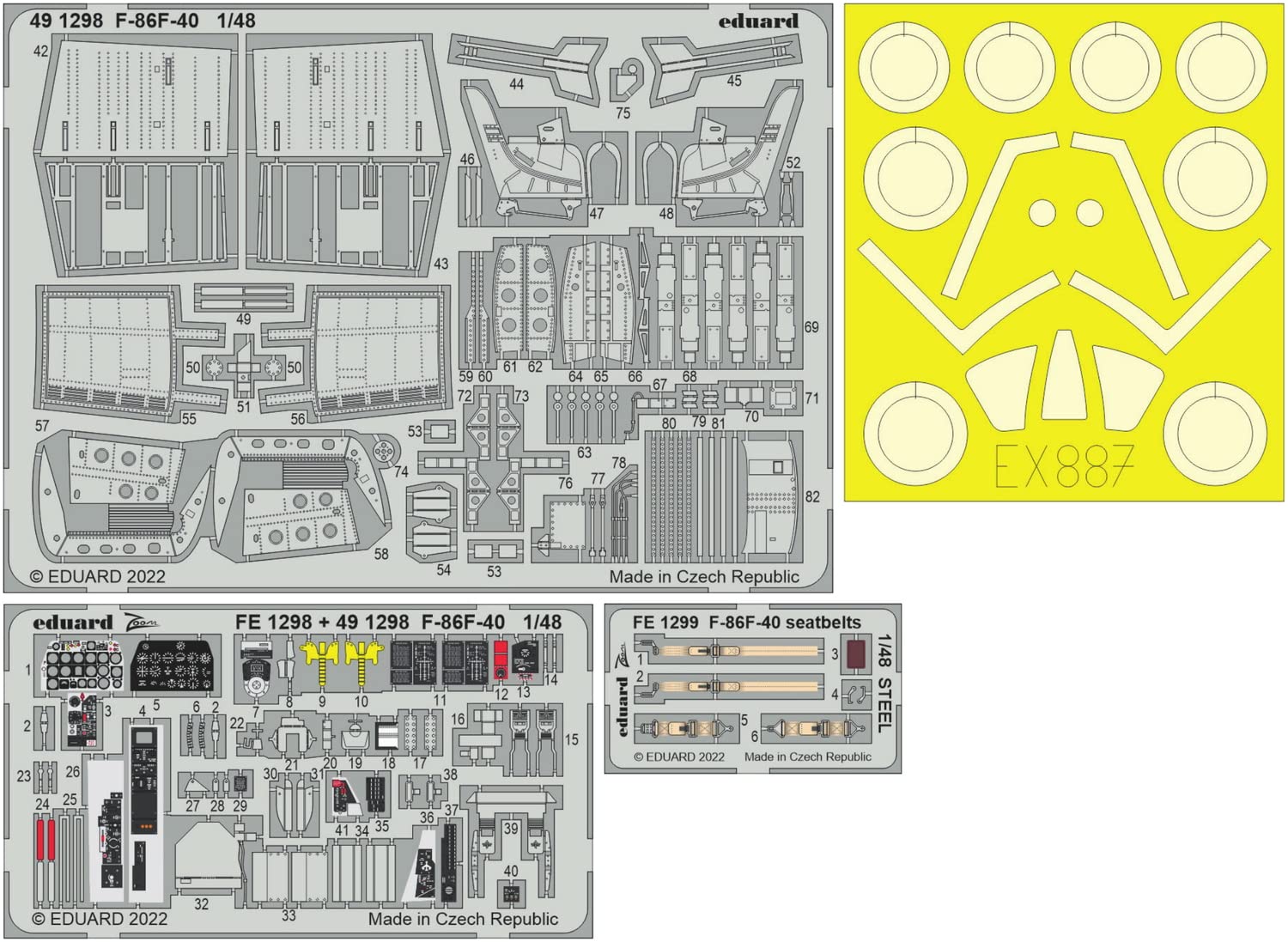 Eduard EDUBIG49350 1/48 Big Ed North American F-86F-40 Saber Parts Set (for Airfix) Plastic Model Parts