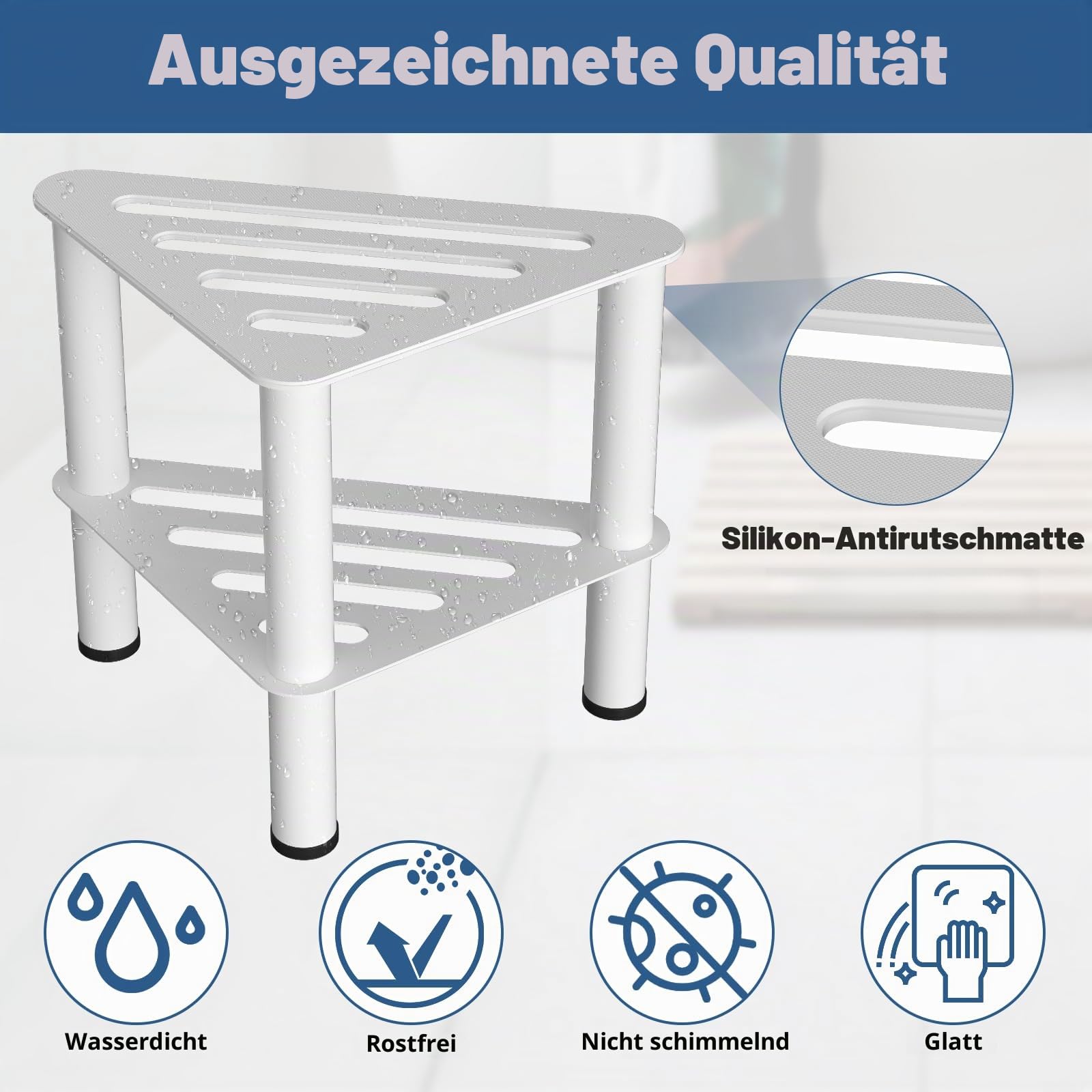 Eck-Duschfußhocker zum Rasieren der Beine, Rostfestigkeit und Rutschfester