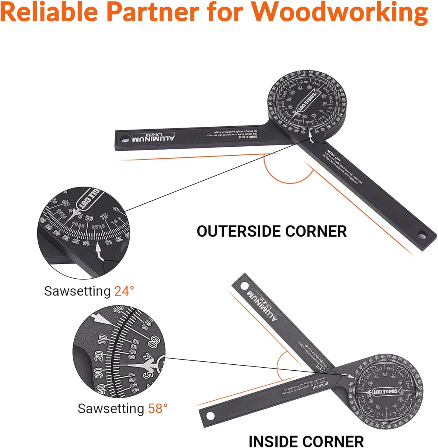 Aedcbaide Miter Saw Protractor,Portable Aluminum Alloy Protractor Tool