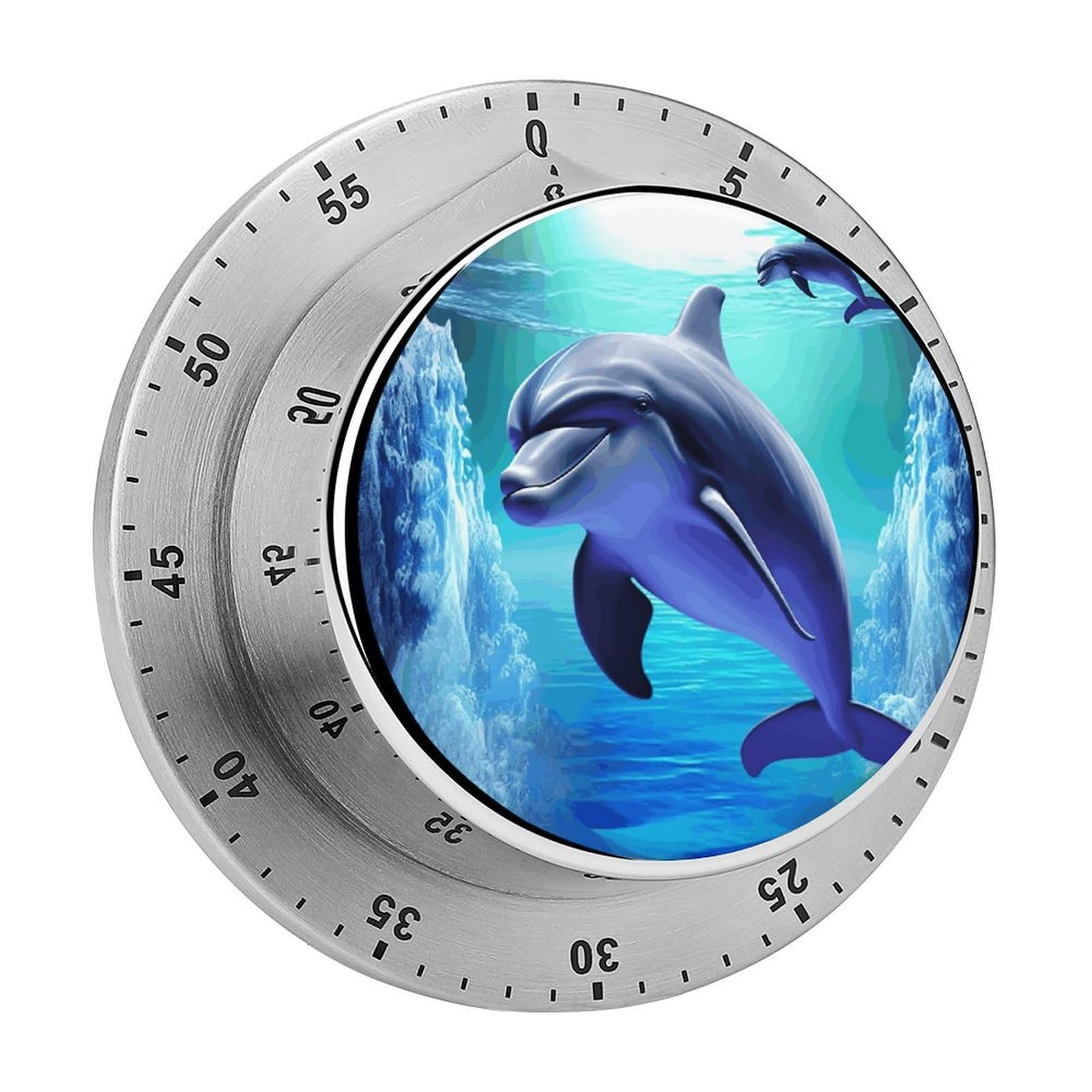 Dolphin Visual Timer Chef Cooking Timer Clock with Loud Alarm Mechanical Desk Timers Countdown Reminder Magnetic Exquisite Stainless Steel Body Timers