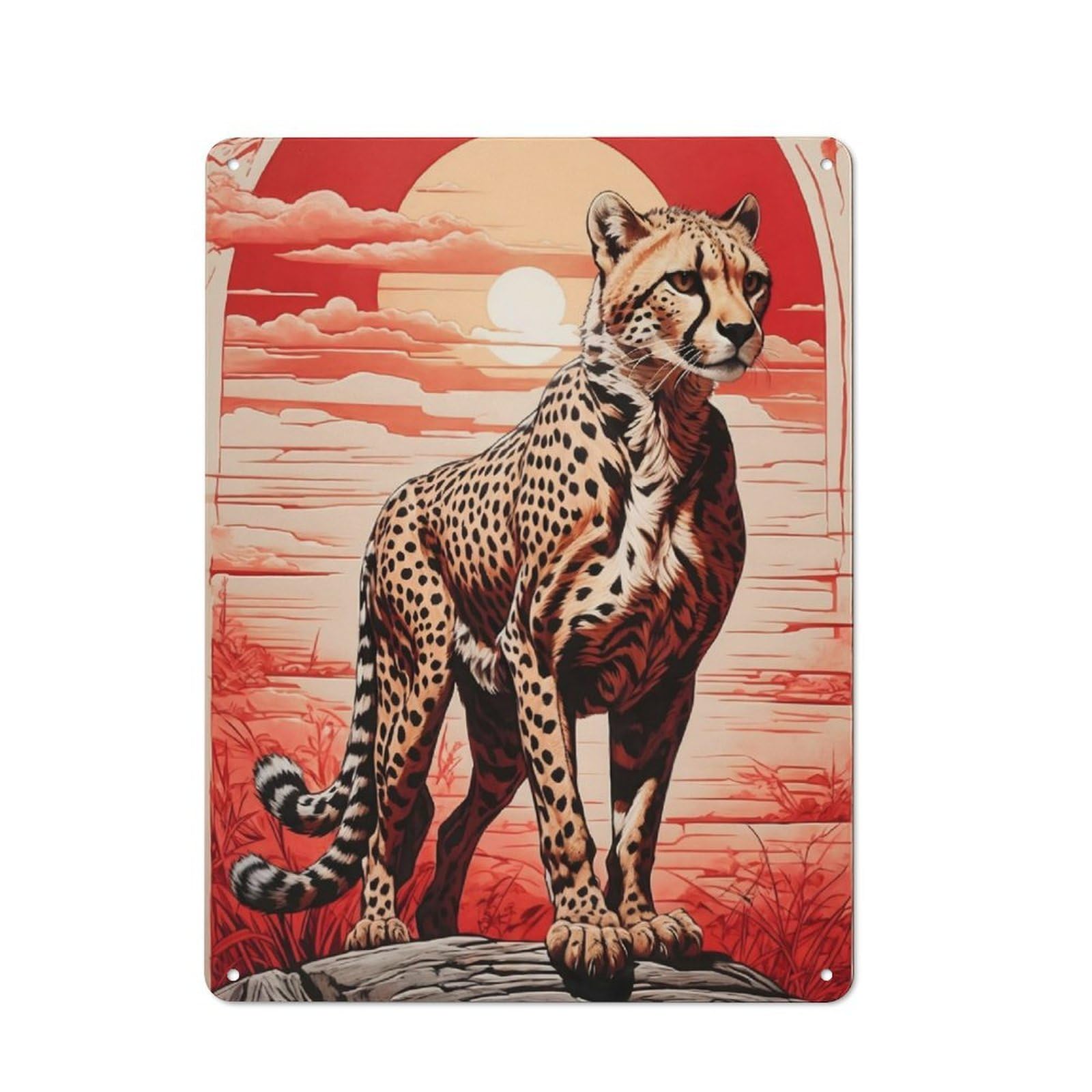 Metal Sign 40x30cm with Cheetah for Pub Or Café, Vintage Decor, for Metal Sign Collectors, for Garage And Workshop Walls
