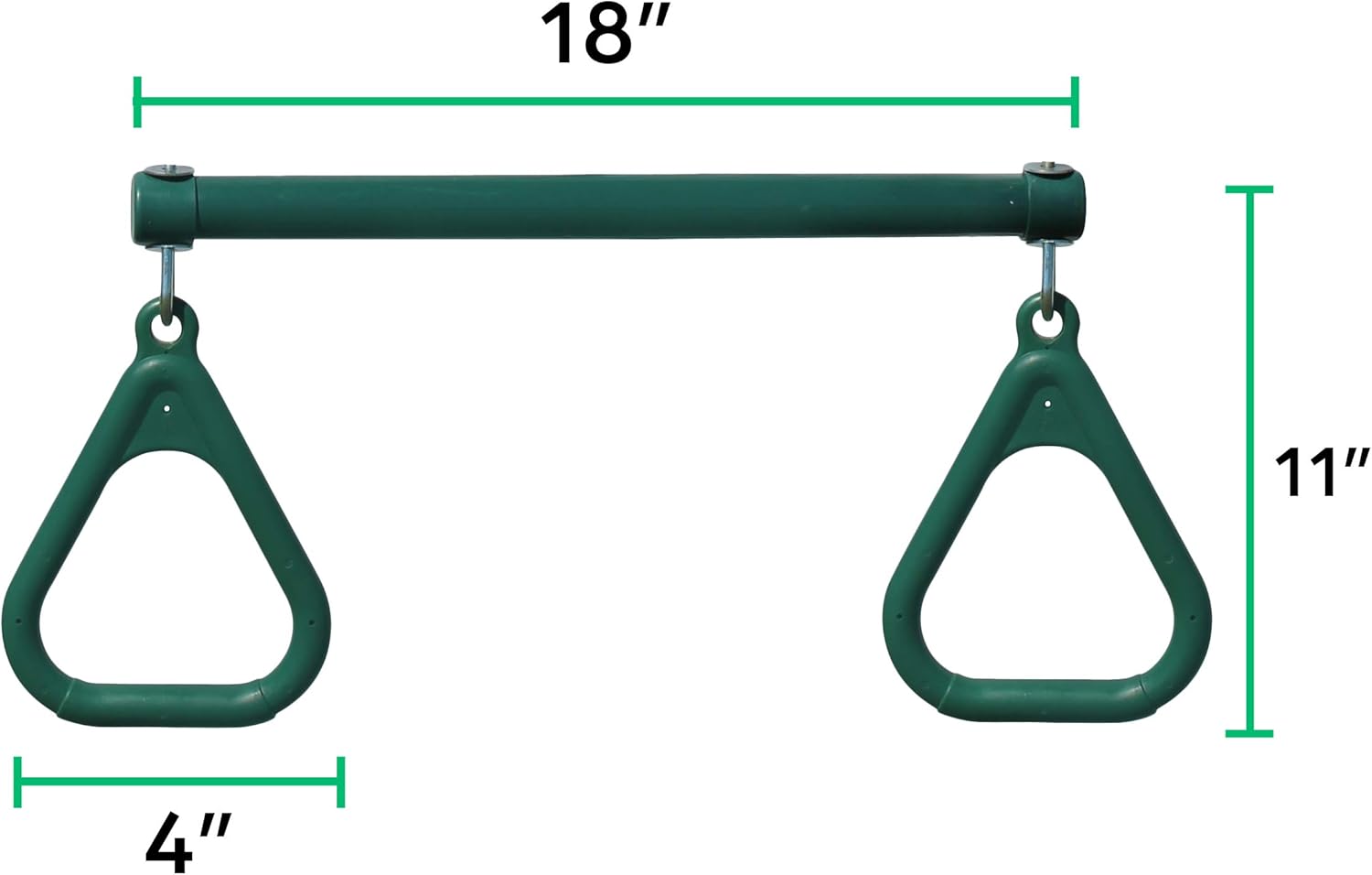 Jungle Gym Kingdom 18" Trapeze Swing Bar Rings 48" Heavy Duty Chain Swing Set Accessories & Locking Carabiners (Green) : Toys & Games