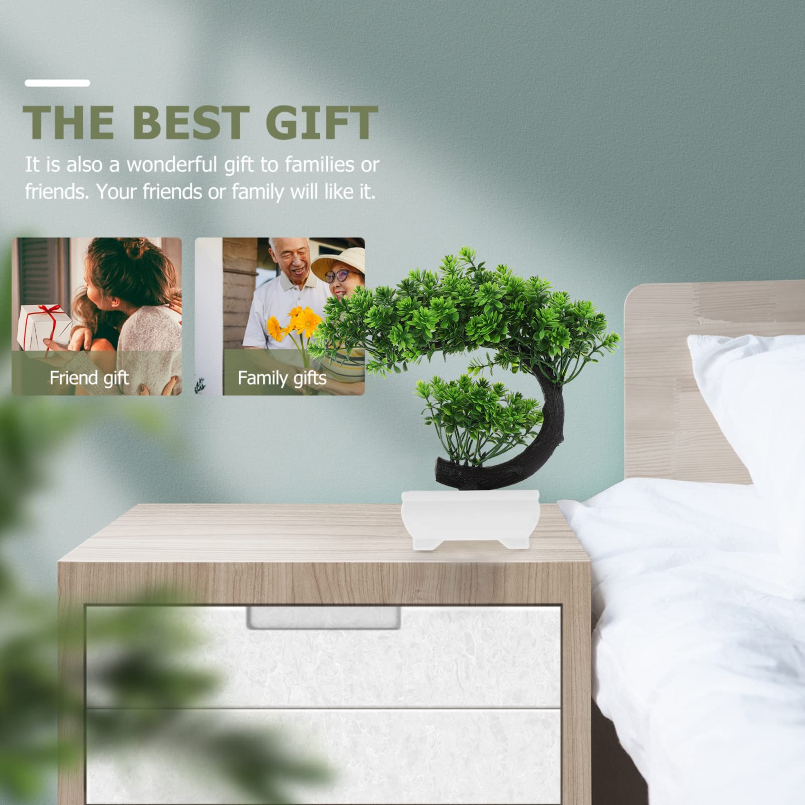 Operitacx Bonsaï Artificiel D'intérieur - Petites Plantes Artificielles - Décoration Pour Bureau, Maison, Chambre à Coucher, Chambre à Coucher (vert