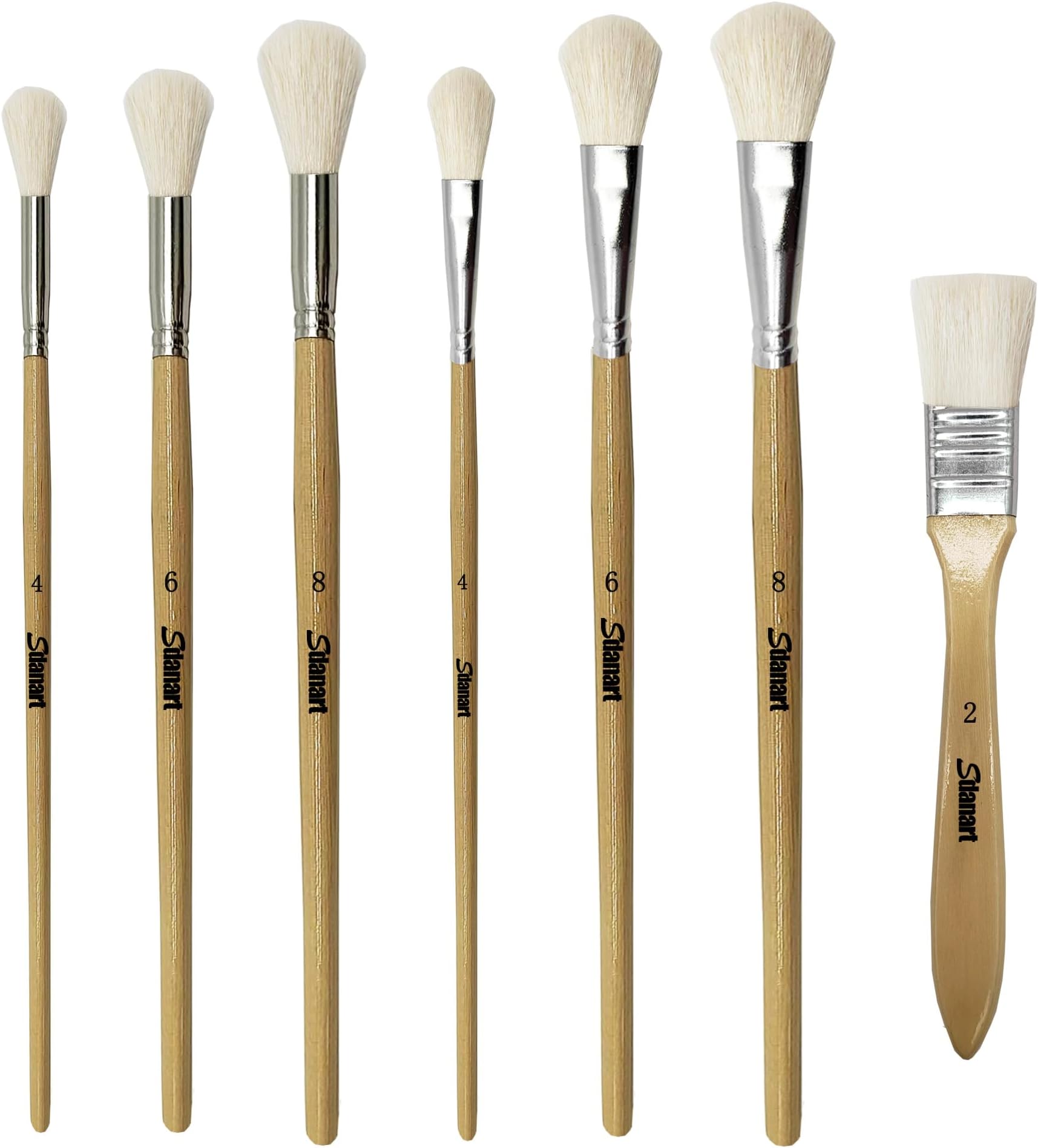 Sdanart Gilding Brush Set,7 PCS Professional Goat Hair Blend Mop Brush Set for Acrylic Gouache Watercolor Oil Painting Gold foil and Gold Leaf Sheets