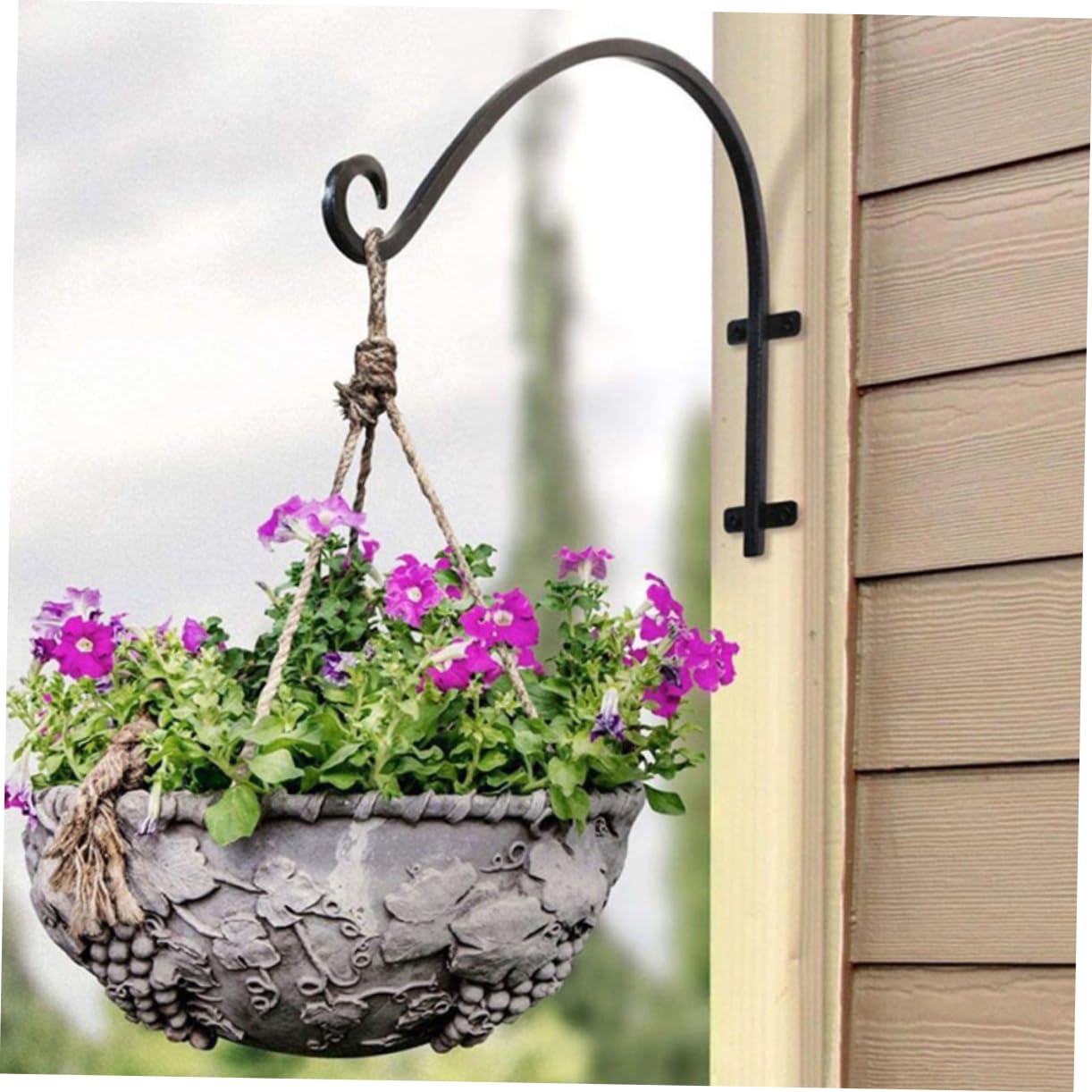 Sosoport Supporto a Muro in Ferro Nero per Fioriera Sospesa, Gancio Robusto per Vasi da Appendere per Giardini e Patii, Design Elegante e Resistente