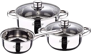San Ignacio Batteria 5 pezzi in acciaio inox: pentola Ø16 x 7,5 pentole Ø18 x 8,5 e Ø20 x 9,5 cm, induzione, collezione Cassel, 5 pezzi