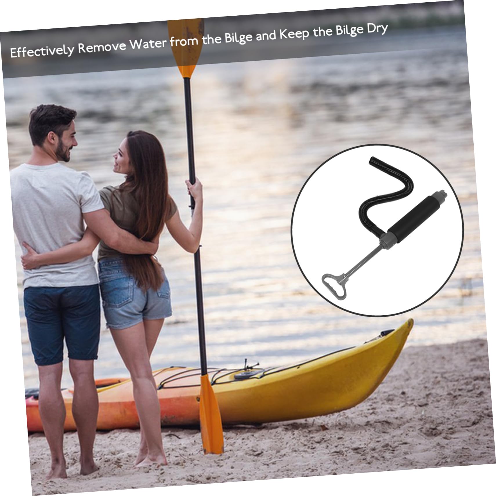 Handbilgenpumpe Kajakpumpe Kunststoff 41cm mit Schlauch Bootszubehör für Kajaks und Wasserfahrzeuge