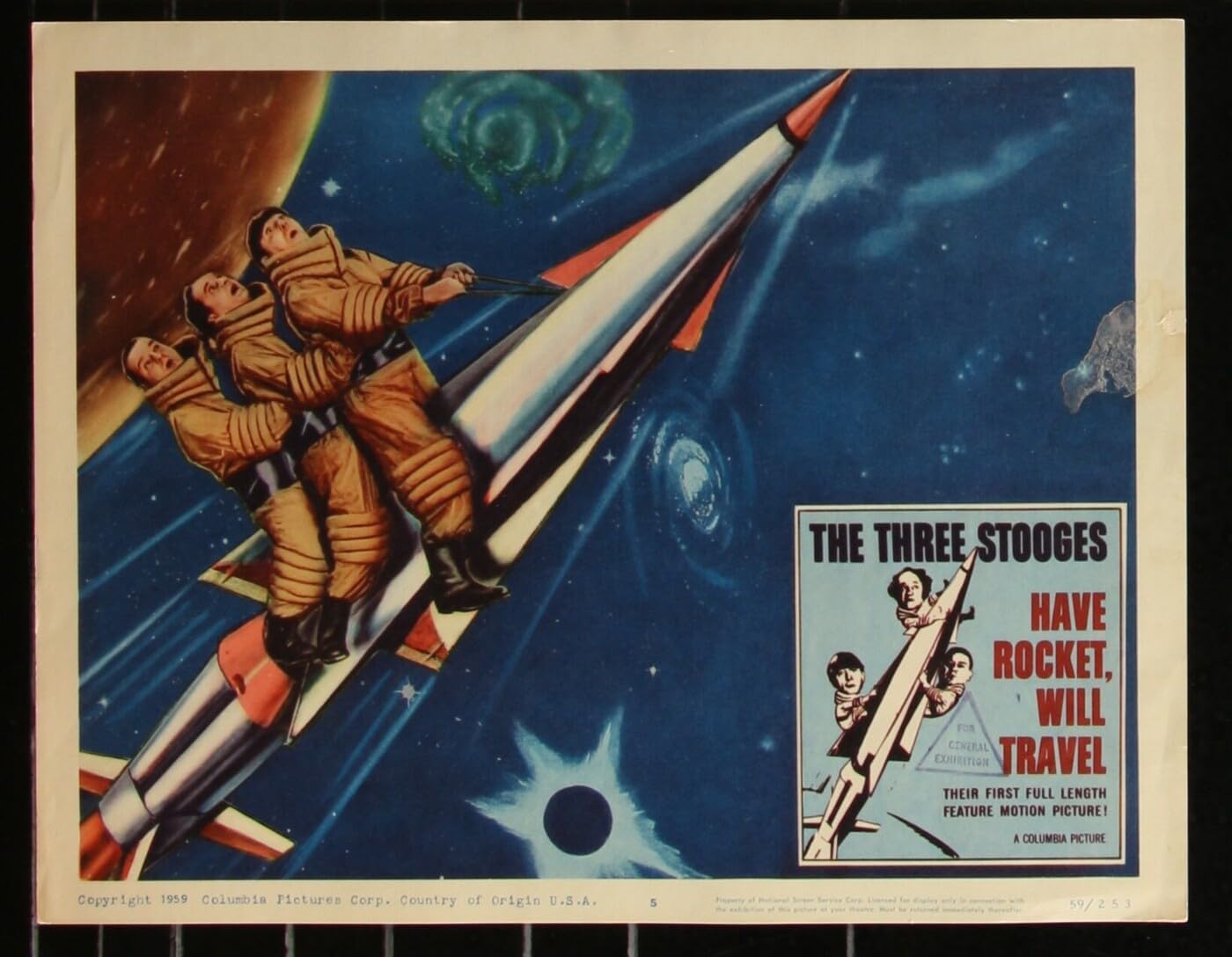 MOVIE POSTER: Three Stooges Have Rocket Will Travel Lobby Card #5 1959