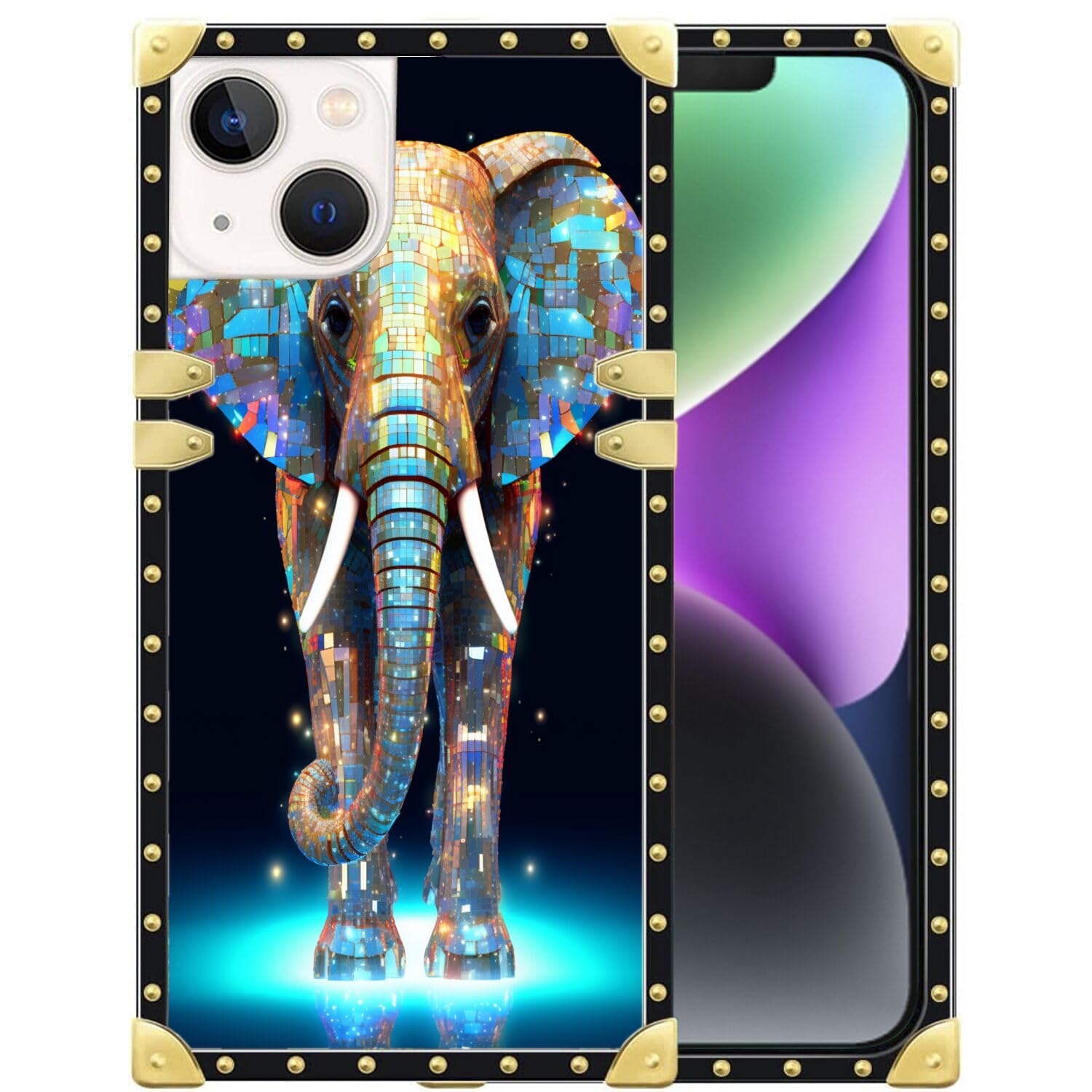 Elgzigok Phone Case for iPhone 14 with Elephant-aa398 Pattern Design Black Soft TPU Slim Fit Anti Scratched Protection Cover Case