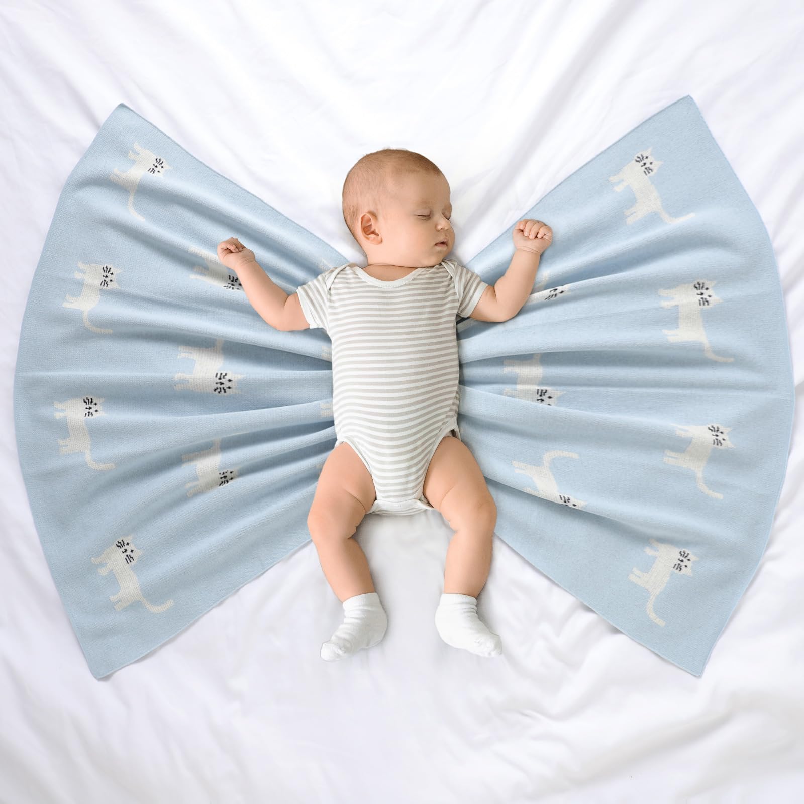Hadetoto Baby Blanket for Newborn Soft Cozy Knitted Cotton Blankets Baby Essentials Gifts for Newborn Girl Boy 100 x 80cm - Image 3