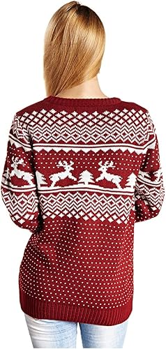 Miniatura 3 de v28 - Suéter para mujer diseño de copos de nieve y reno navideño