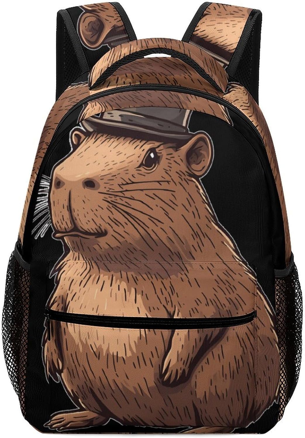 Capybara with Top Hat Unisex Backpack Casual Daypacks Lightweight Shoulders Bag for Camping Hiking Travel