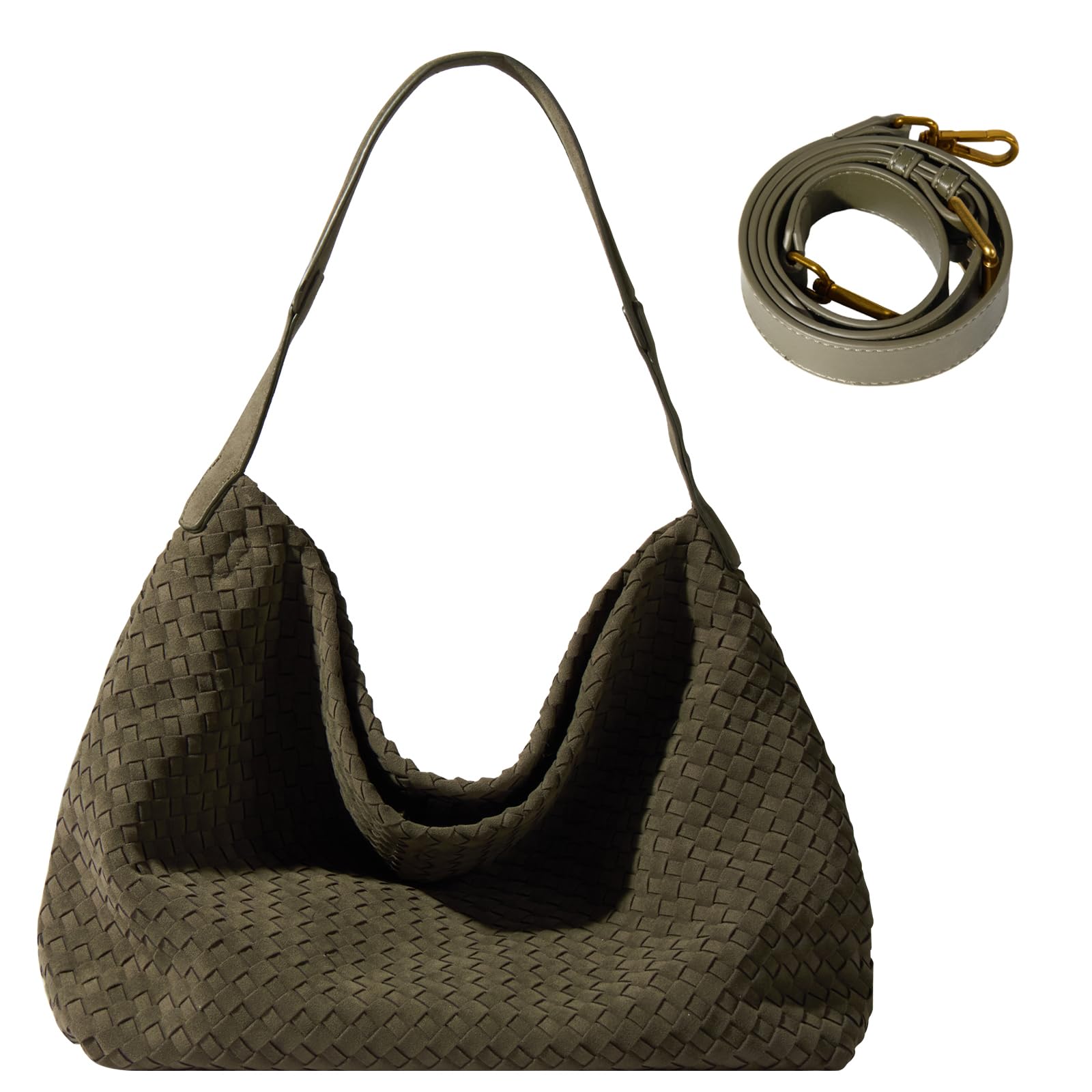 Suede Hobo Bag for Women Hand-Woven Bag Made of Suede Fabric Casual Tote Bag