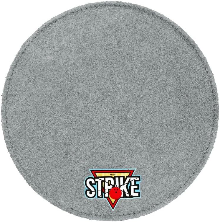 MMSTRIKE Super Absorbent, Double-Sided Leather Bowling Shammy - Premium Cleaning Pad for Bowling Balls -Non-Scratch Oil Removing Bowling Towel - Round Soft Bowling Cleaner/Light Gray/
