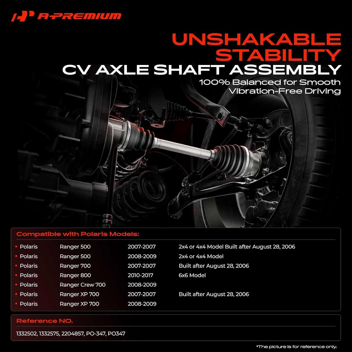 A-Premium CV Axle Shaft Assembly Compatible with Polaris Ranger 500/Ranger XP 700 2007-2009, Ranger 700, Ranger 800, Ranger Crew 700, Rear Left Driver Side, Replace# 1332502, 1332575