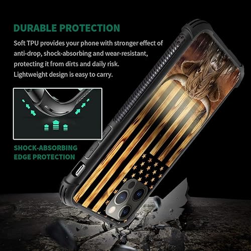 Miniatura 4 de DJSOK Funda compatible con iPhone 11, funda clásica de grano de madera con bandera estadounidense de vaca para iPhone 11, fundas para hombres y