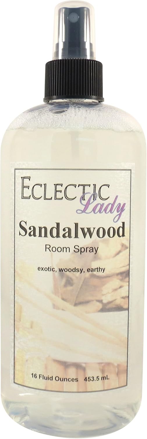 Sandalwood Room Spray (Double Strength), 16 Ounces, No Artificial Colors, Parabens, or Preservatives - Fragrant Aromatic Room Mist For Home, Room, Office