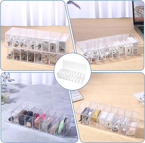 Miniatura 5 de Paquete de 2 organizadores de cables con 20 bridas de alambre, caja de almacenamiento de cables con tapa, cargador electrónico, organizador de