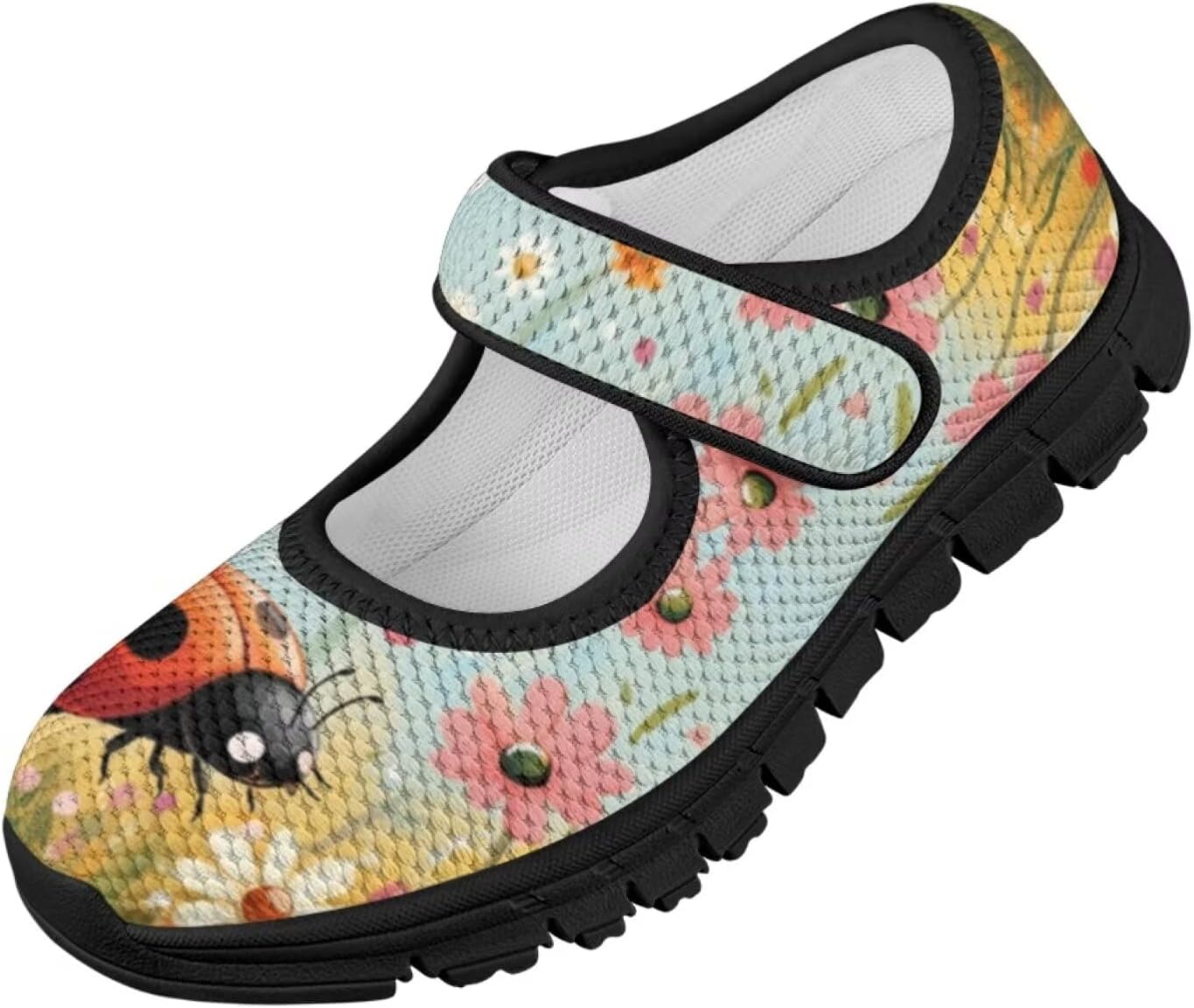 Ladybug Series Girls Mary Jane Shoes Anti-Slip Dress Shoes Kids Soft Sole School Running Shoes for Walking,Traveling,Hiking
