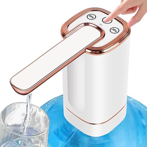 Bomba de botella de agua portátil para jarra de 5 galones, bomba de agua recargable USB para campamento con 3 modos de flujo, batería de 1200 mAh,