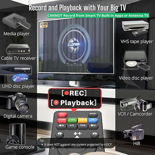 Miniatura 3 de HDML-Cloner Box Pro captura videos/juegos y reproducelos instantáneamente con el control remoto, programe grabaciones, entrada HDMI/VGA/AV/YPbPr.