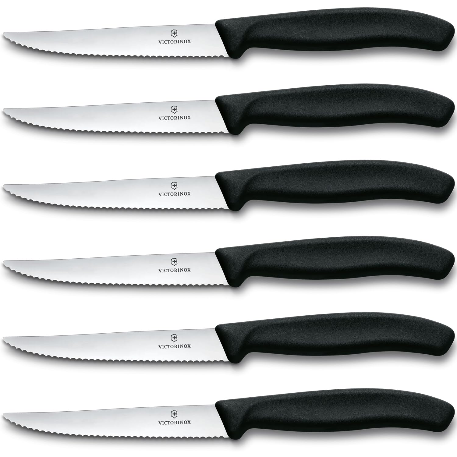 Swiss Classic 6-Piece Steak Set (4½" Spear Point Serrated) Black, 4.25 x 0.5 x 0.5 inches, Multicolor