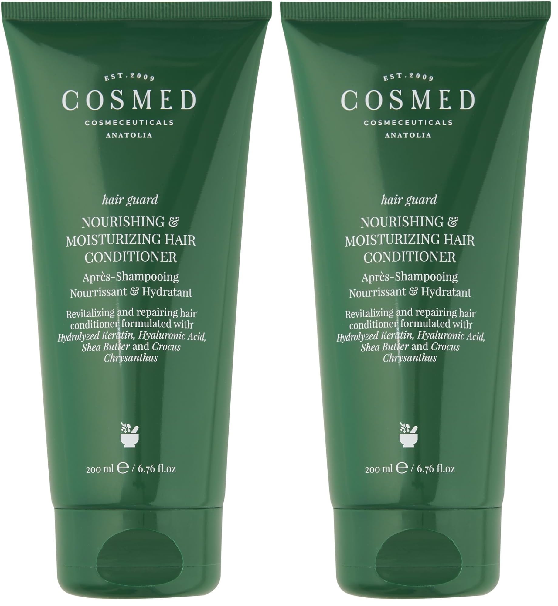 Cosmed Yıpranmış Saçlara Özel Keratin İçeren Nemlendirici Saç Bakım Kremi - Saç Maskesi - Nourishing & Moisturizing Hair Conditioner - 200 ml (2 paketi)