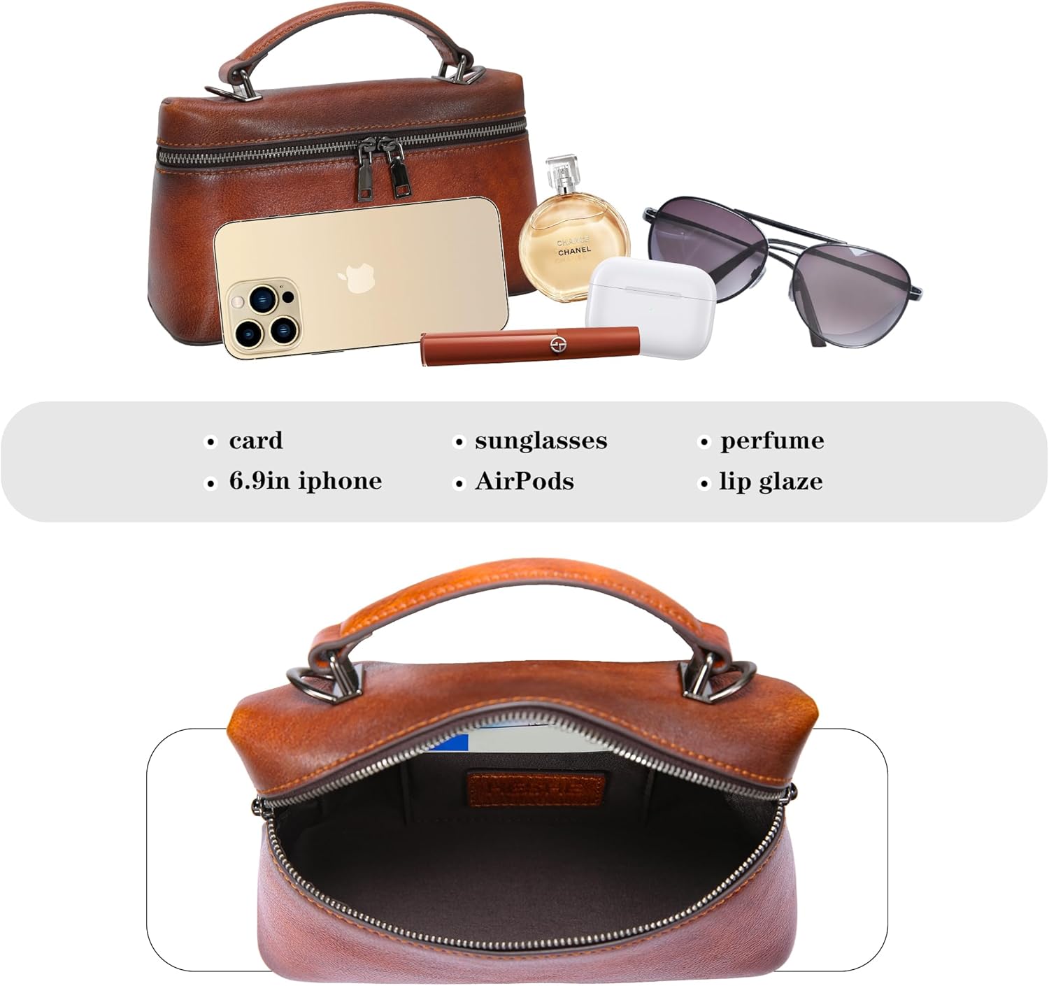 HESHE Leather Crossbody Bags for Women Small Top Handle Bag Women’s Purses and Handbags Travel Purse - Image 6