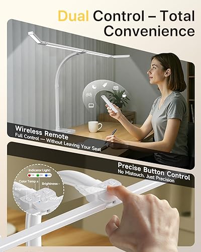 Miniatura 3 de ONEMIX 42" LED Desk Lamp for Home Office, Eye-Caring Desk Light with Adjustable 4-Segment Bar, 1800LM Bright, Remote, Architect Table Lamp with Base
