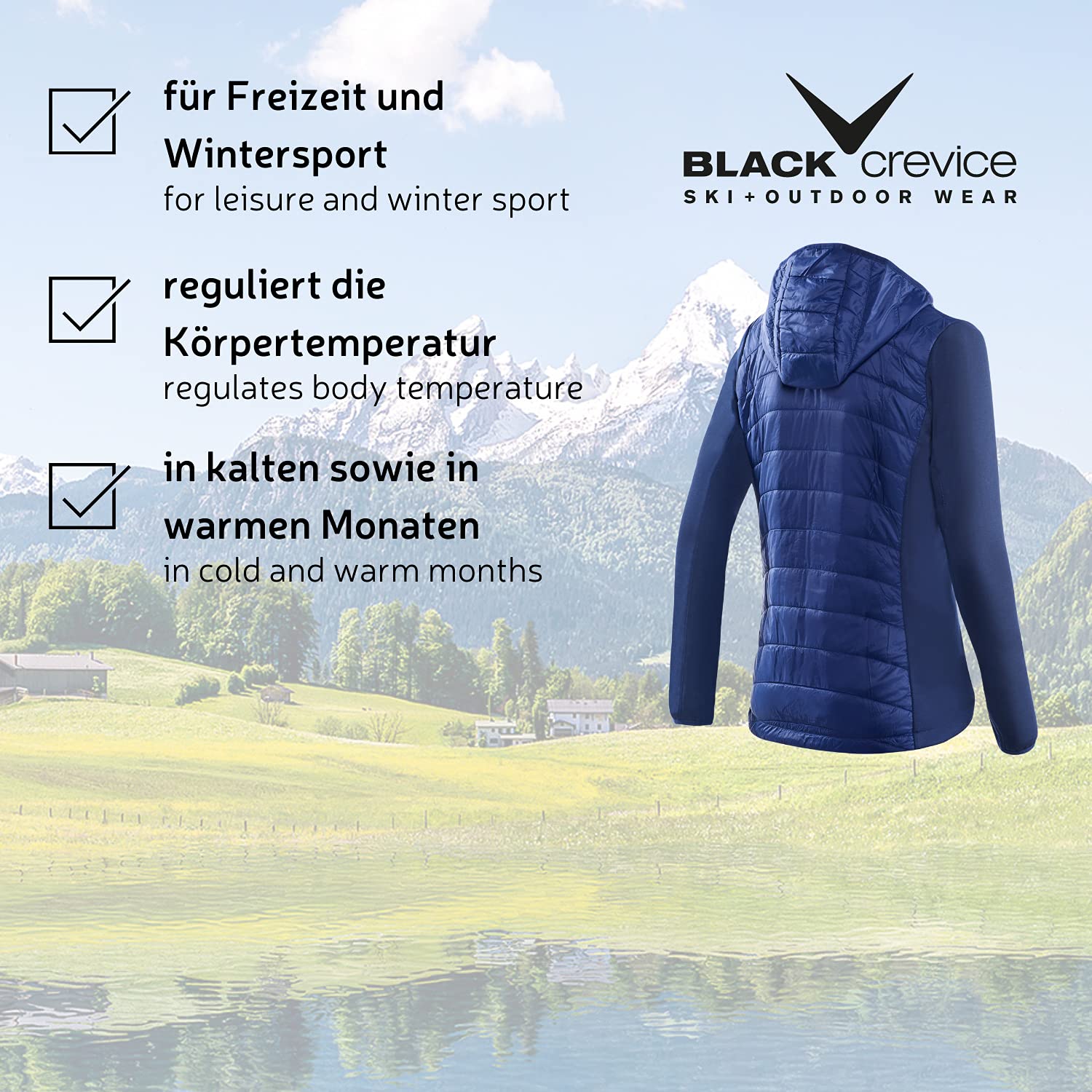Black Crevice Kurtka hybrydowa Kobiety Black Crevice Damen Hybrid Kapuzenjacke