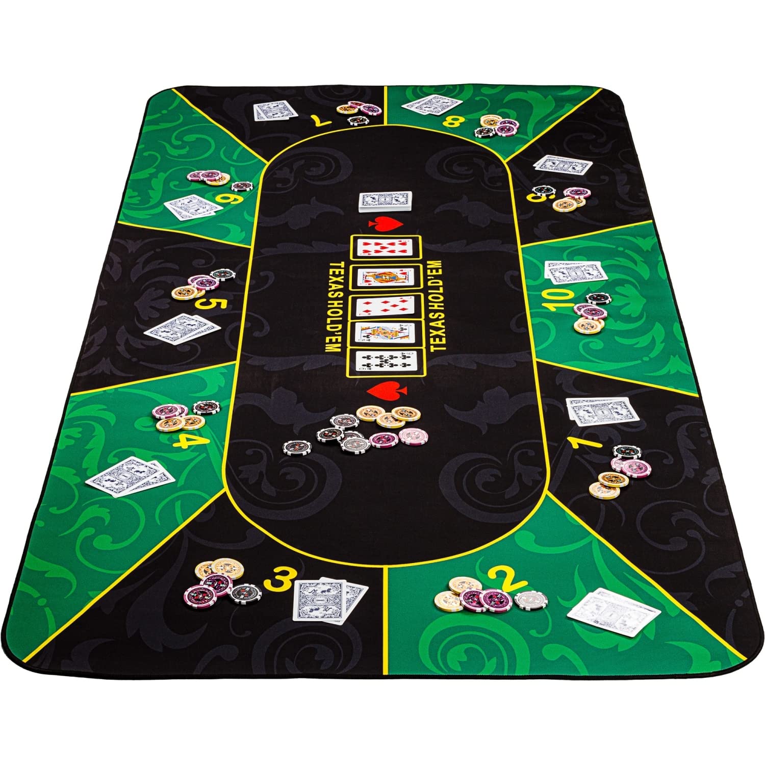 GAMES PLANET XXL Pokermatte, bis zu 10 Spieler, Maße 160x80 oder 200x90 cm, 3 Farben, inkl. Tragetasche, Unterseite Naturkautschuk, wasserabweisend