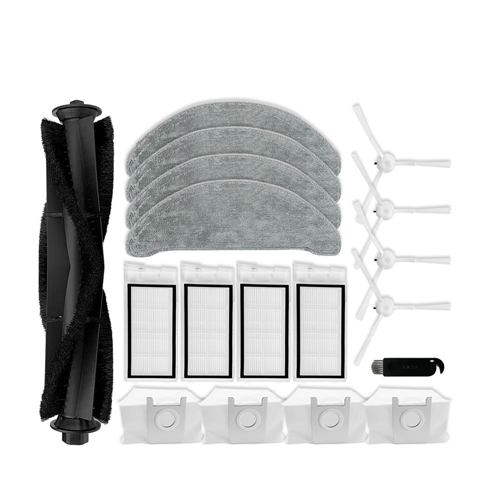 Compatible Compatible con XCLEA H30 Plus / H40 Plus Robot Aspirador Repuestos Cepillo Lateral Principal Filtro HEPA Paño de Fregona Bolsa for Polvo(Set A)
