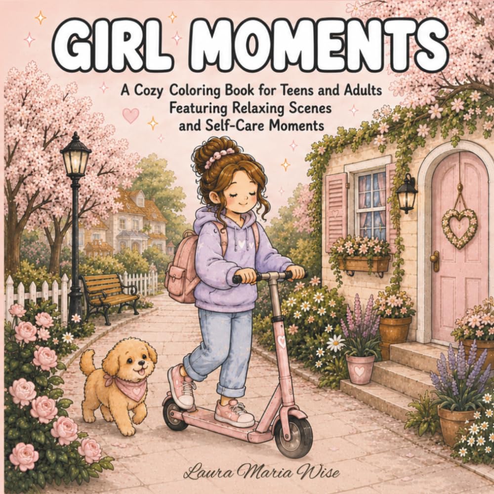 Girl Moments: A Cozy Coloring Book for Teens and Adults Featuring Relaxing Scenes and Self-Care Moments