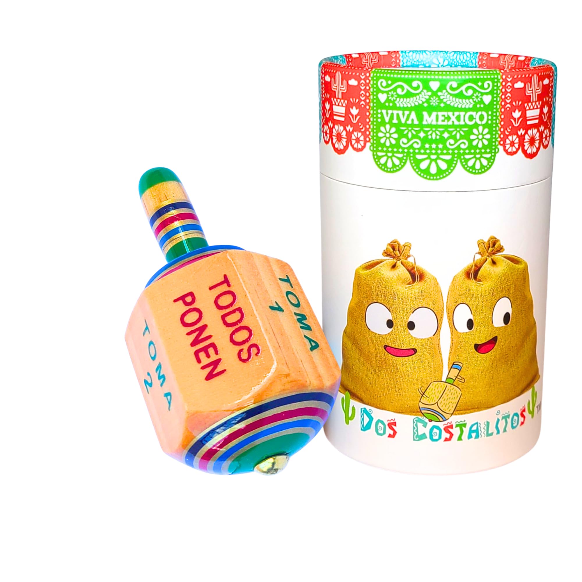 Toma Todo Pirinola Mexicana de Madera - 3 inch Traditional Mexican Wooden Spinning Top Put and Take Game Juegos Mexicanos de Mesa Adult Party Fiesta