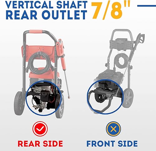 Miniatura 2 de TOOLCY Bomba de lavado a presión vertical de eje de 78 pulgadas - Entradasalida trasera Max 3100 PSI  2.5 GPM OEM y bomba de lavadora eléctrica para