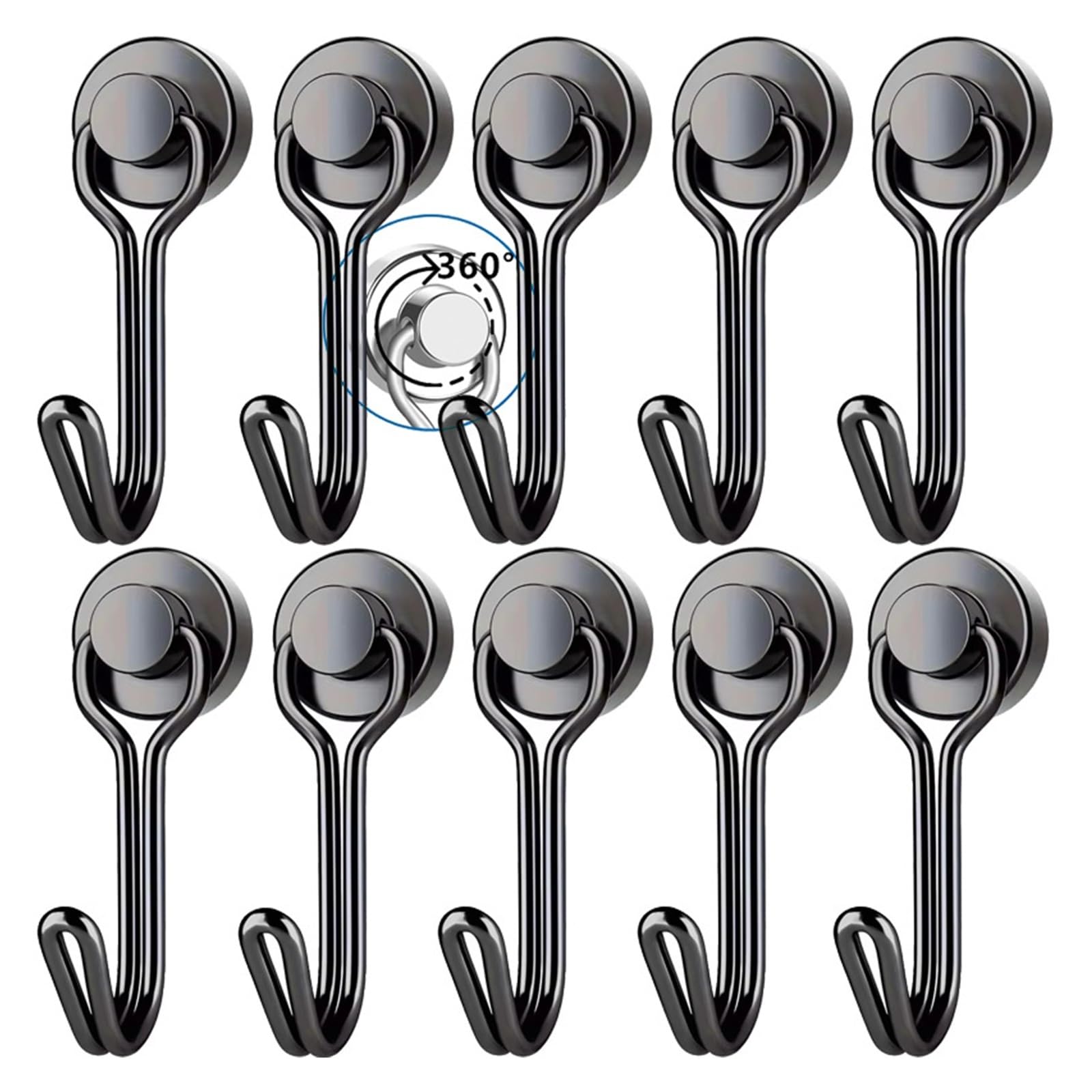 Percha Puerta Ganchos magnéticos giratorios de 20 mm, imanes potentes y resistentes, ideales for el hogar, la escuela, cocina almacenamiento multiusos(360-20mm 10PCS)