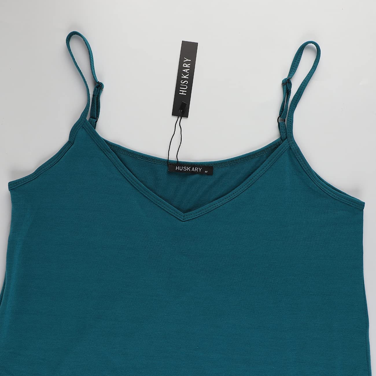 HUSKARY Vestido de Verano para Mujer, Informal, sin Mangas, Cuello en V, Tirantes Sueltos, Vestido de Playa, Vestido Largo con Bolsillo